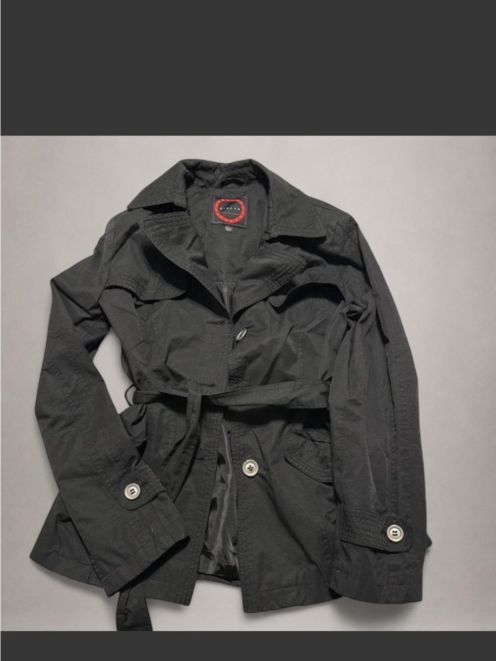 giacca Black Women's Trench Coat with Stand Collar